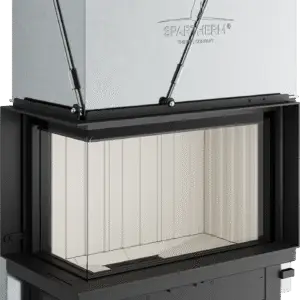 Premium V-2L-80h, 11 kW, Focar pe Colț Stânga cu Geam Panoramic în L, Clasa A+